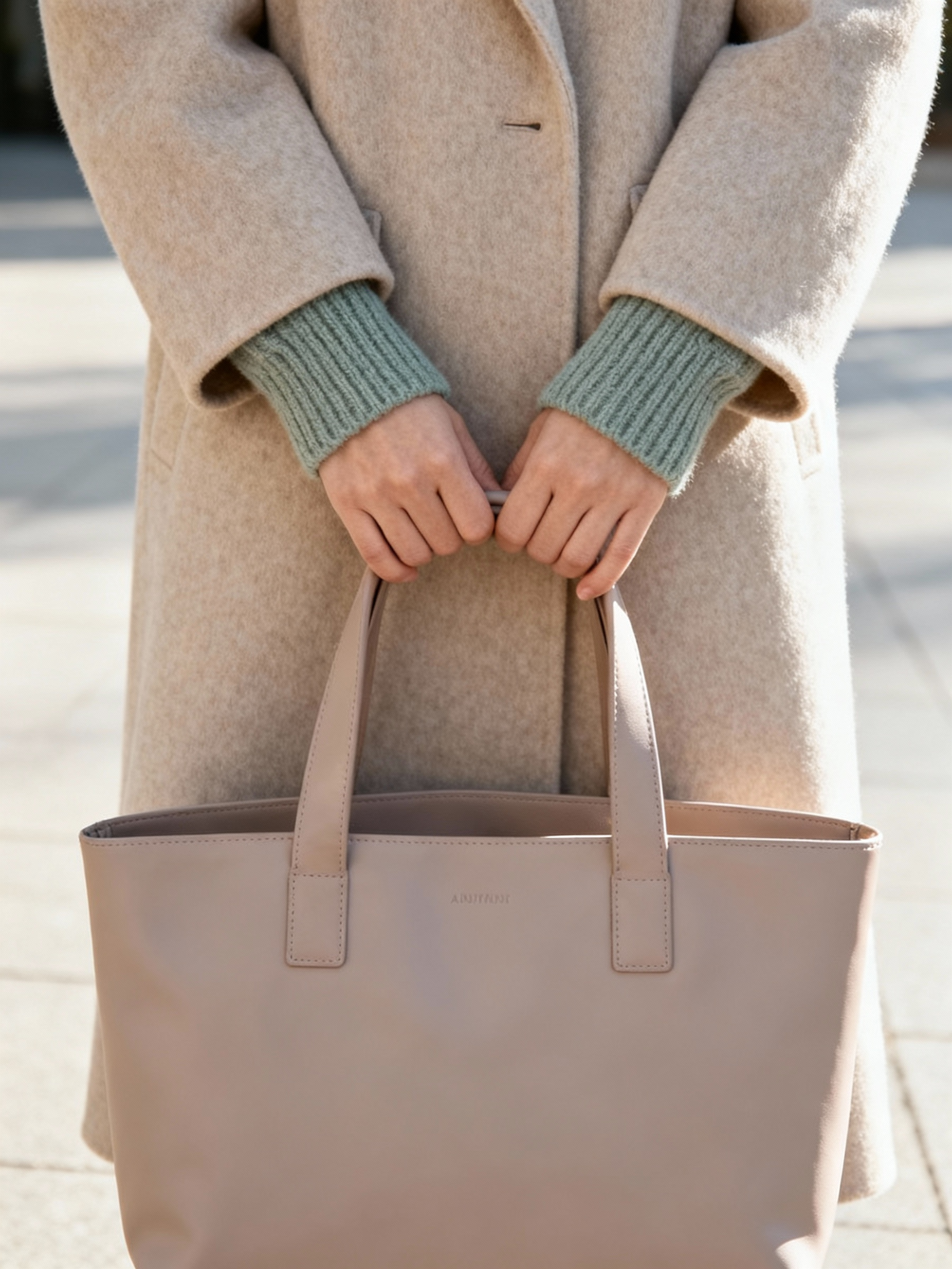 Beige Coat And Tote