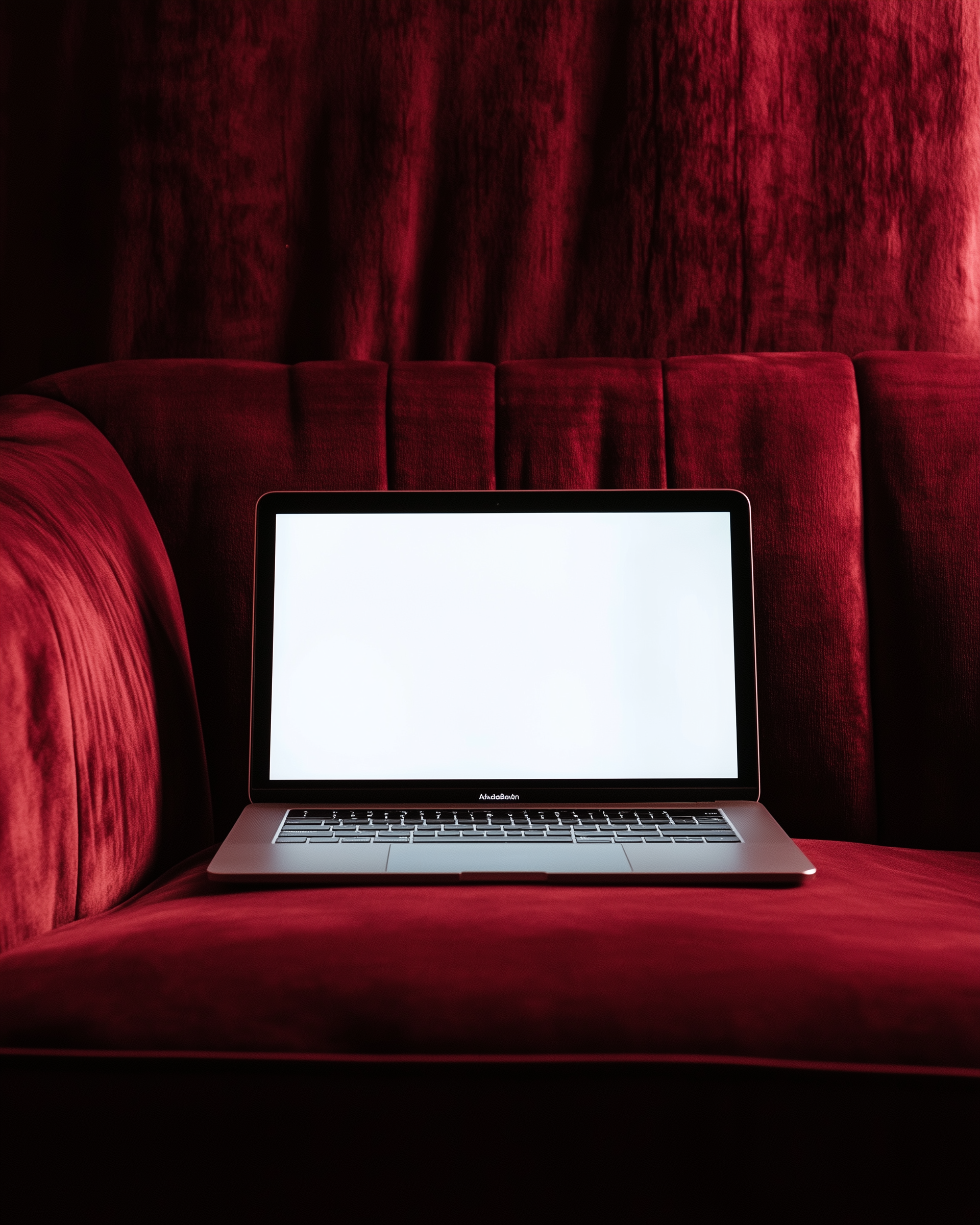 Laptop on Velvet Couch