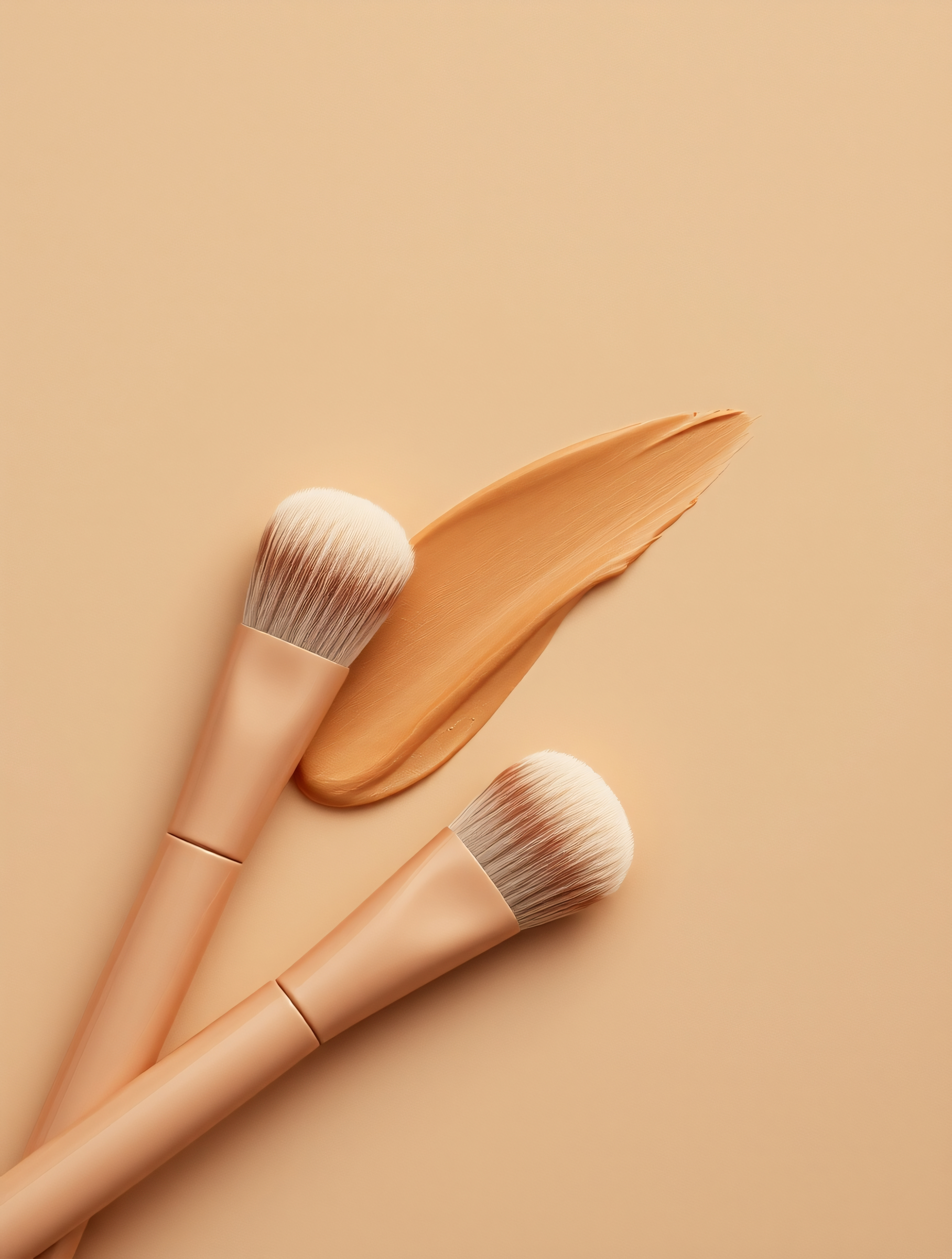 Makeup Brushes on Beige Surface