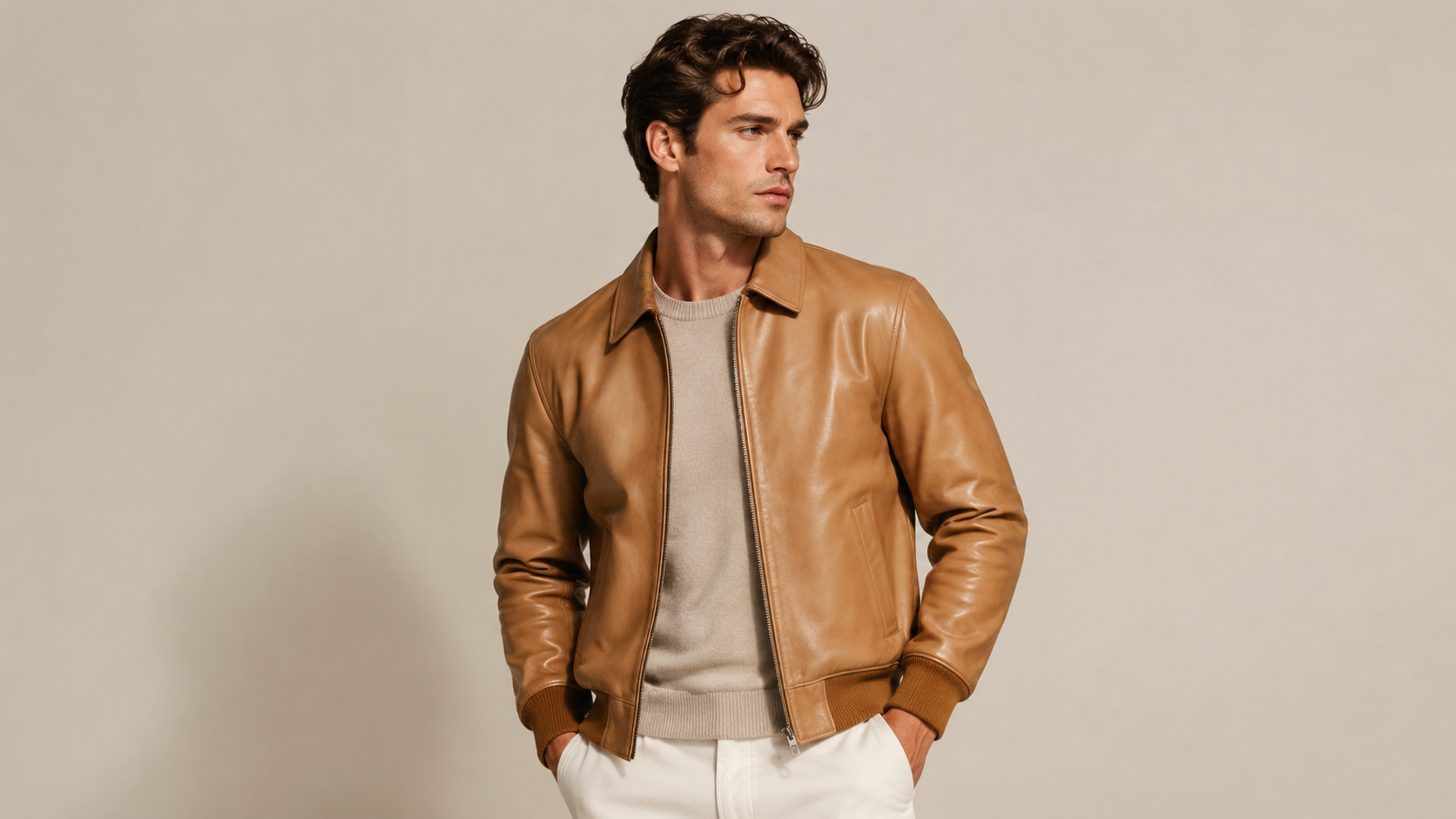 Clean fashion campaign image created after isolating the same jacket with background removal